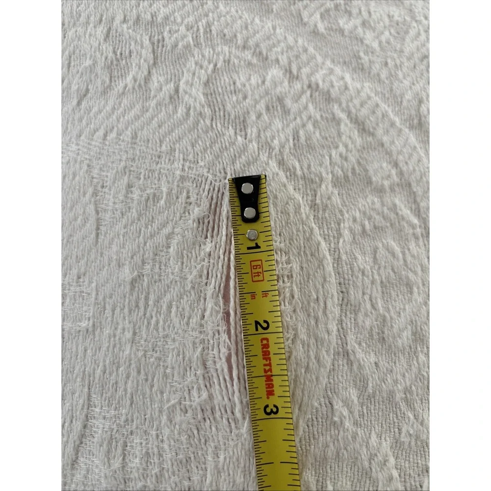 Vintage‎ Cannon Matelasse Bedspread Ivory Medallions Floral Fringe Full 92x108
